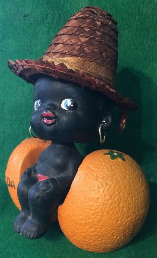 Vintage Black Memorabilia Baby Bobble Head Flordia Orange Coin Bank 8