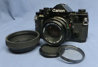 Vintage Black Canon A - 1 35mm Slr Film Camera W/50mm F1.  8 Fd Lens Vgc