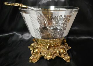 Vintage Pitman Dreitzer Division Of Colony Metal Base & Punch Bowl With Ladle