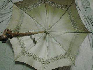 Vintage Edwardian Umbrella Parasol Ecru ROSEWOOD Handle 30 