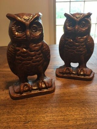 Vintage Cast Iron Owl Bookends