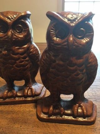 Vintage Cast Iron Owl Bookends 4