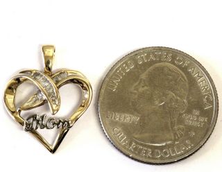 10k Yellow Gold.  05ct Si1 H Mom Diamond Heart Pendant Charm 1.  5g Estate Vintage