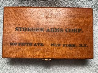 Vintage Stoeger Arms Corp Wooden Cartridge Box.  22 Caliber Rifle Target Ammo
