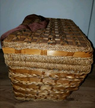 Vintage Style Rattan Wicker insulated Picnic basket with accessories Brown 3