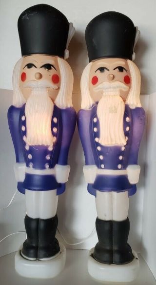 Vintage Tpi Blow Mold Christmas Soldier Pair 36 " 1988 Made Canada