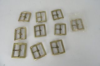 Set Of 10 Solid Brass Belt Buckles Western Cowboy Made In Usa