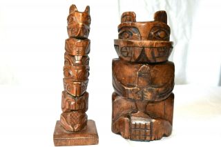West Coast Wood Carving First Nation Art Totem Pole Mcm Vintage