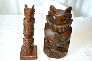 West Coast Wood Carving First Nation Art Totem Pole MCM Vintage 2