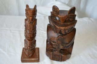 West Coast Wood Carving First Nation Art Totem Pole MCM Vintage 3