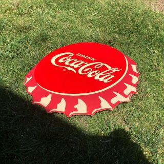 Vintage Coke Drink Coca Cola Cardboard Sign Display Bottle Cap Collectible Rare