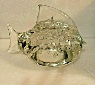 Vintage Signed Seguso A.  V.  Italian Murano Art Glass Fish Bullicante