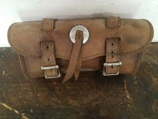 Harley Davidson Indian Vintage Leather Handlebar Fork Sissy Bar Bag