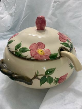 Vintage Franciscan Ware Desert Rose Large Soup Tureen And Lid,  Ladel Made In Usa