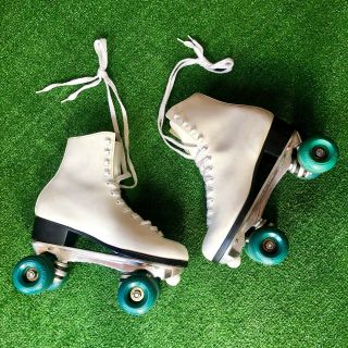 Vintage Sure Grip X 6l Roller Skates Size 9 White Boots 4 Wheels Blades