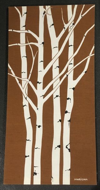 Vintage Marushka Birch Tree Silk Screen Print 1982 1115b 17 X 36