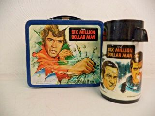 Vintage 1978 Aladdin The Six Million Dollar Man Metal Lunchbox With Thermos