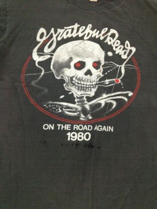 Grateful Dead Vintage Tour Shirt On The Road Again 1980 Stanley Mouse Sz.  Large