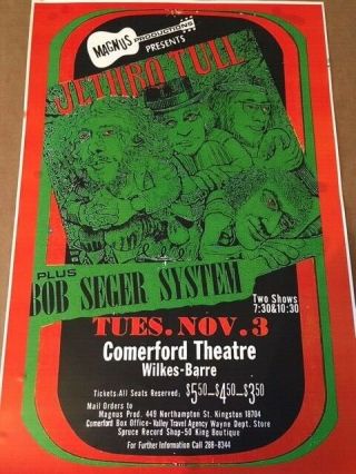 Vintage Bob Seger And Jethro Tull Poster