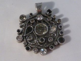 Vintage Patricia Locke Signed Silver Black And White Pendant Perfect 2006