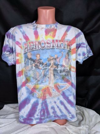 Vtg Aerosmith Just Push Play Tour T - Shirt Sz Xl Tie Dye 2001