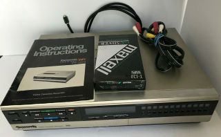 Vintage Panasonic Omnivision Pv - 1225 Vhs Tape Vcr Player Recorder Manuals Cables