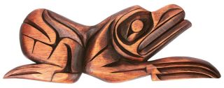 Vintage Hand Carved Northwest Coast Wood Panel Frog Jackson Robertson Kwakiutl