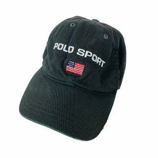 90s Vintage Made In Usa Polo Sport Ralph Lauren Made In Usa Black Strapback Cap
