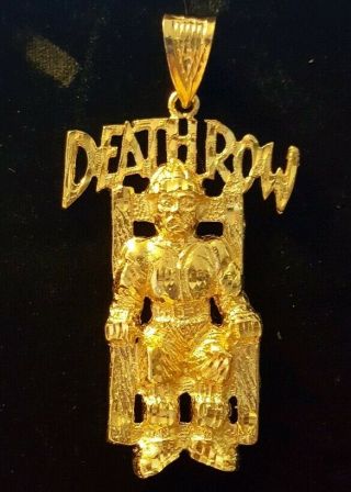 Death Row Records 24k Gold Plated Pendant 3 Inch Charm Hip Hop Vtg 90s Rare 2pac