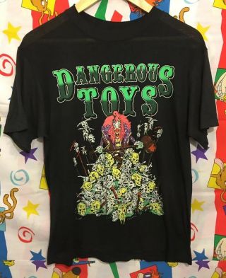Vintage 1989 Dangerous Toys Tour Shirt Black Size Medium
