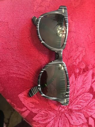 Vintage B & L Ray Ban Wayfarer Cat Eye Sunglasses Black & White Bakelite Frames