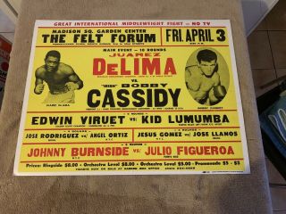 1970 Onsite Vintage Boxing Poster Juarez Delima Vs.  Bobby Cassidy Rare