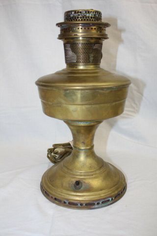 Vintage Aladdin No 12 Brass Oil Lamp Converted To Electric Table Lamp