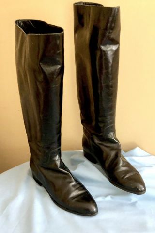 Vintage Charles David Black Italian Leather Riding Boots Equestrian Women’s 9.  5