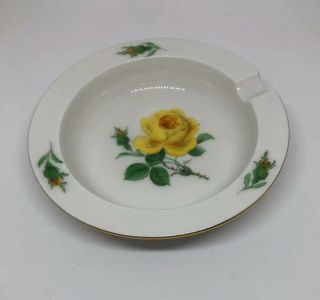 Vintage Antique Meissen Yellow Rose Porcelain Ashtray Germany