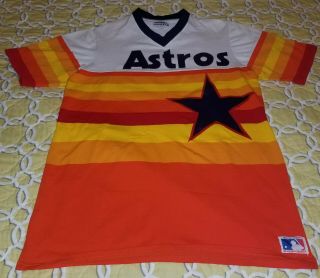 Medalist Sand Knit Houston Astros Sunset Rainbow Jersey Sz 40 24 1982 - 83 Vtg