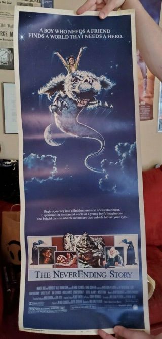 Vintage Movie Poster The Neverending Story 1984 14 " X 36 " Lobby Cardstock Rare