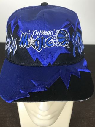 1990s Vintage Drew Pearson Orlando Magic Snapback Lightning Graffiti Nba Cap Hat