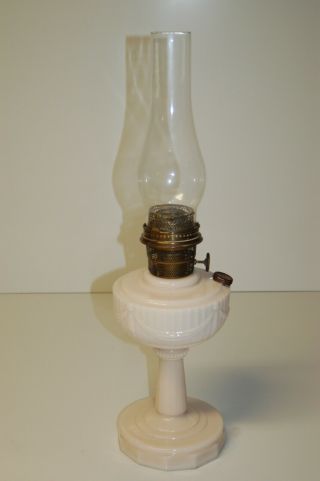 Vintage 23 " Aladdin Pink Milk Glass Oil Lamp