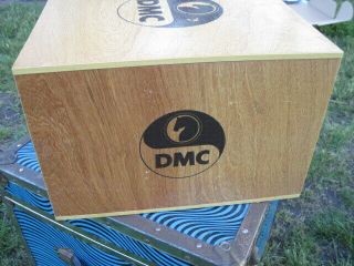 Vintage DMC Wood Storage Box w/Plastic Drawers Horse Logo France 3