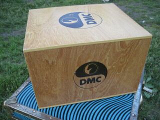 Vintage DMC Wood Storage Box w/Plastic Drawers Horse Logo France 5