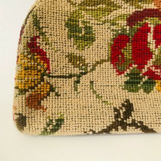 Vintage JR Florida Carpet Bag Framed Purse Chenille Tapestry 50s Floral USA 2