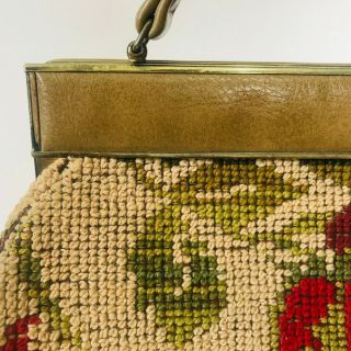 Vintage JR Florida Carpet Bag Framed Purse Chenille Tapestry 50s Floral USA 3