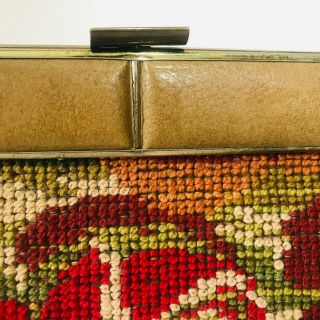 Vintage JR Florida Carpet Bag Framed Purse Chenille Tapestry 50s Floral USA 4