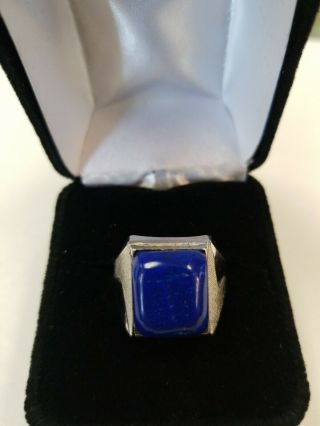 Vintage Sterling Blue Lapis Mens Ring Sz 11