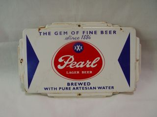Pearl Lager Beer Vintage Diecut Tin Advertising Door Push Press Sign