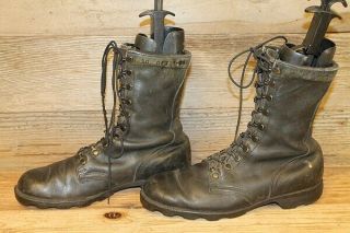 Vtg Lugtread Mens Black Leather Lace Up Military/combat Boots Sz 10