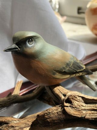 Ernest Muehlmatt Vintage Bluebird Songbird Carving 1971 Signed Decoy