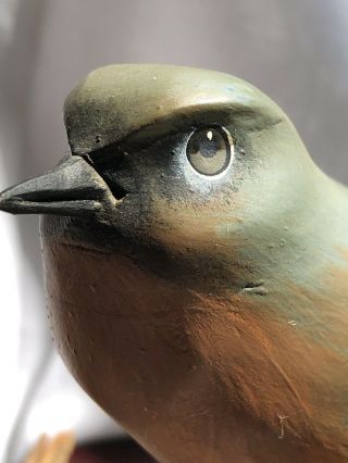 Ernest Muehlmatt Vintage Bluebird Songbird Carving 1971 Signed Decoy 2