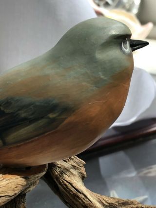 Ernest Muehlmatt Vintage Bluebird Songbird Carving 1971 Signed Decoy 3